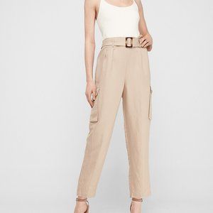 Express Belted Linen-Blend Utility Jumpsuit